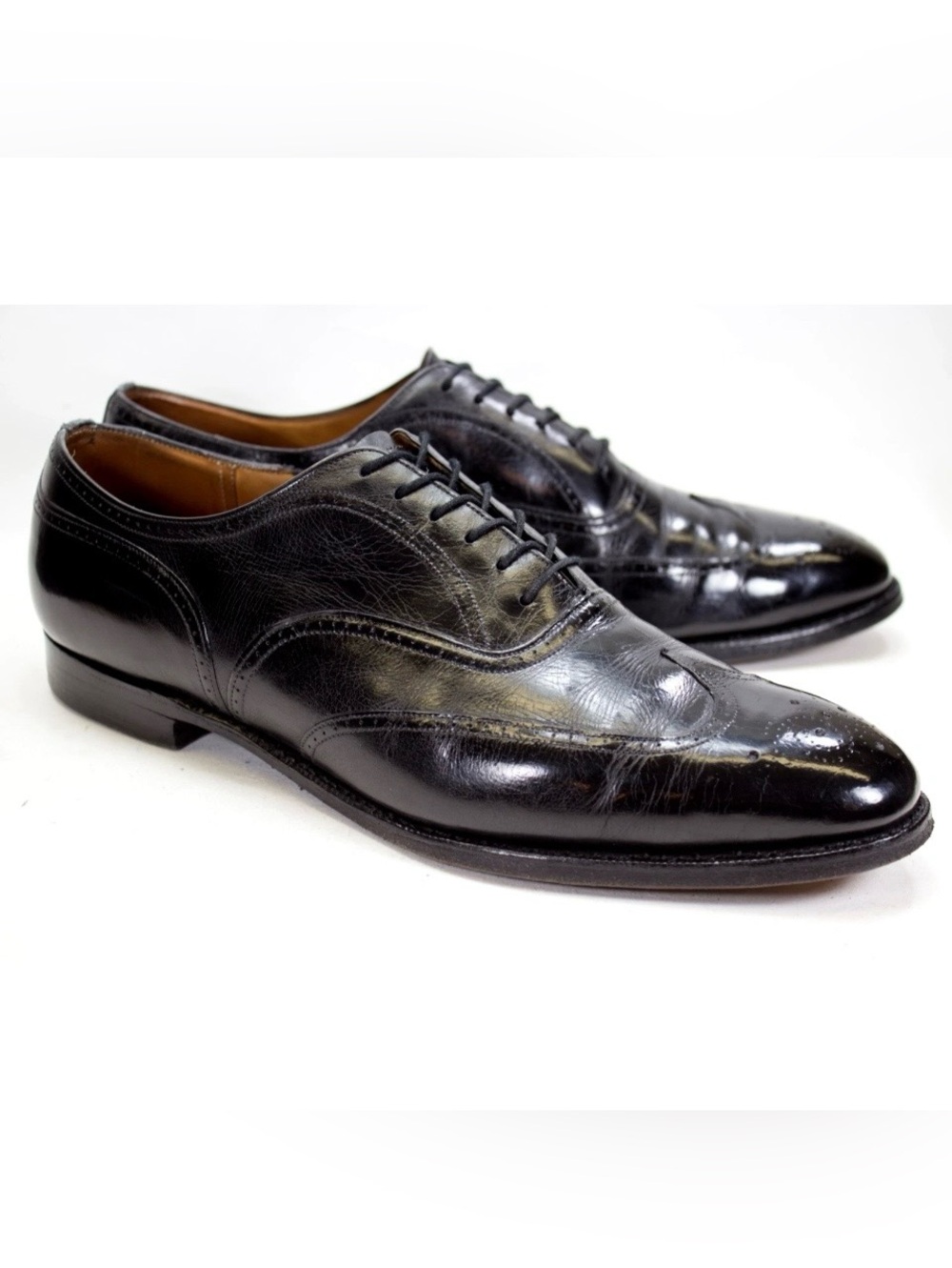 Church's Mens Size 11 D Black Leather Wingtip Brogue Derby Oxford Dress Shoes